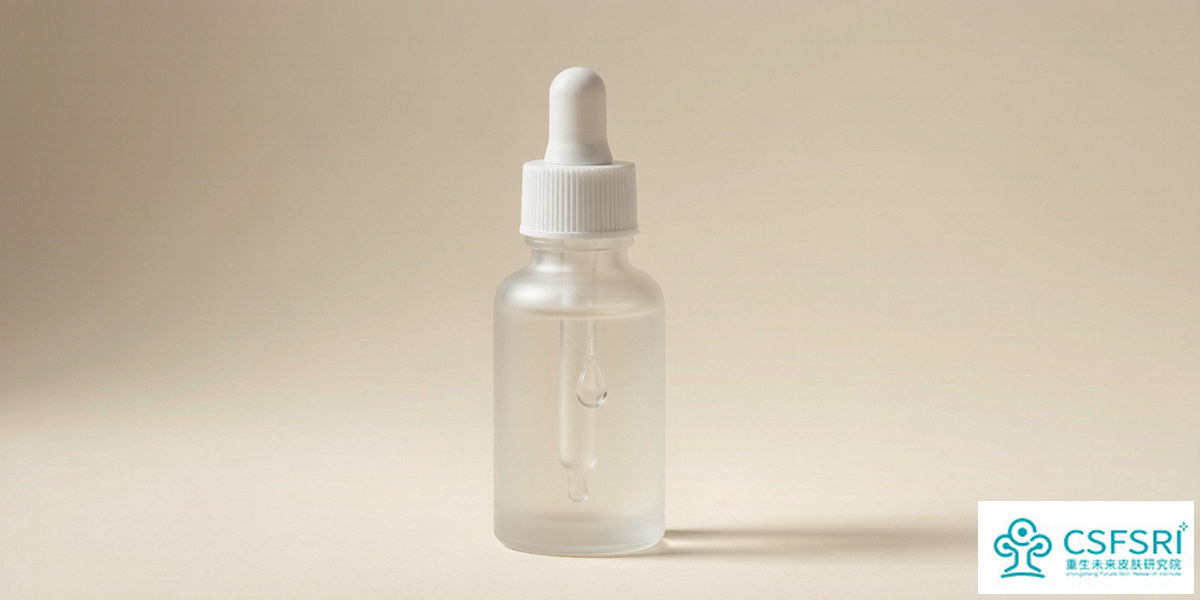 Unbranded frosted glass serum bottle representing an ectoin-based private label skincare product