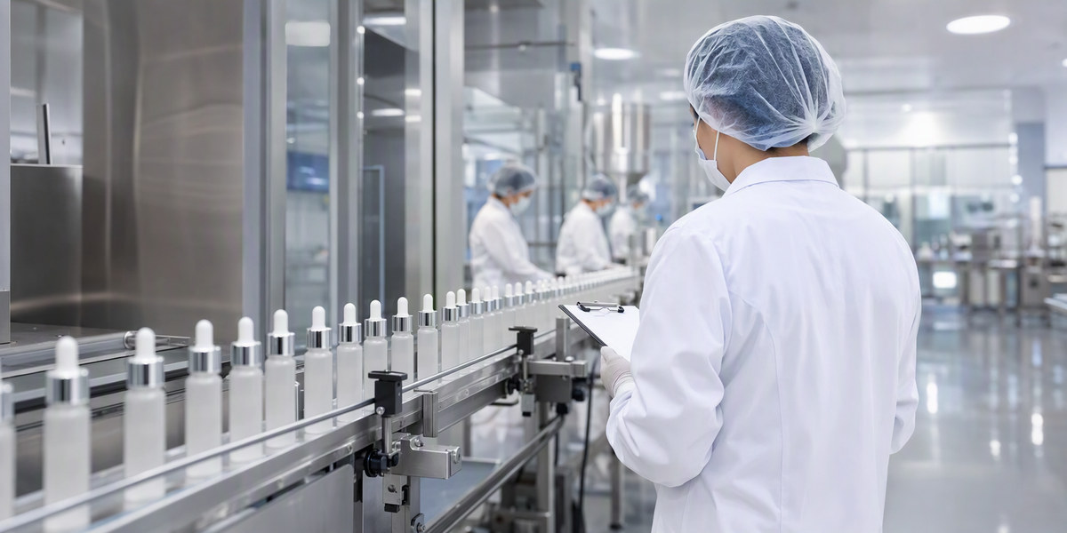 Inspector walking a contract manufacturing production floor during a factory audit