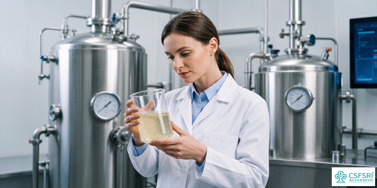 Cosmetic laboratory technician checking a body care formulation during development